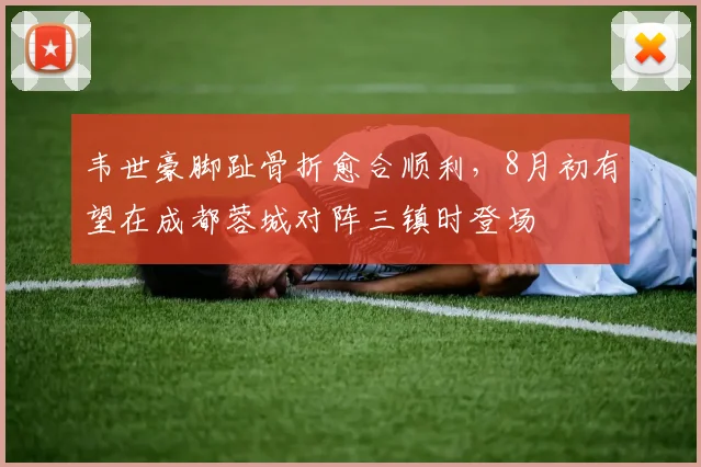 韦世豪脚趾骨折愈合顺利，8月初有望在成都蓉城对阵三镇时登场